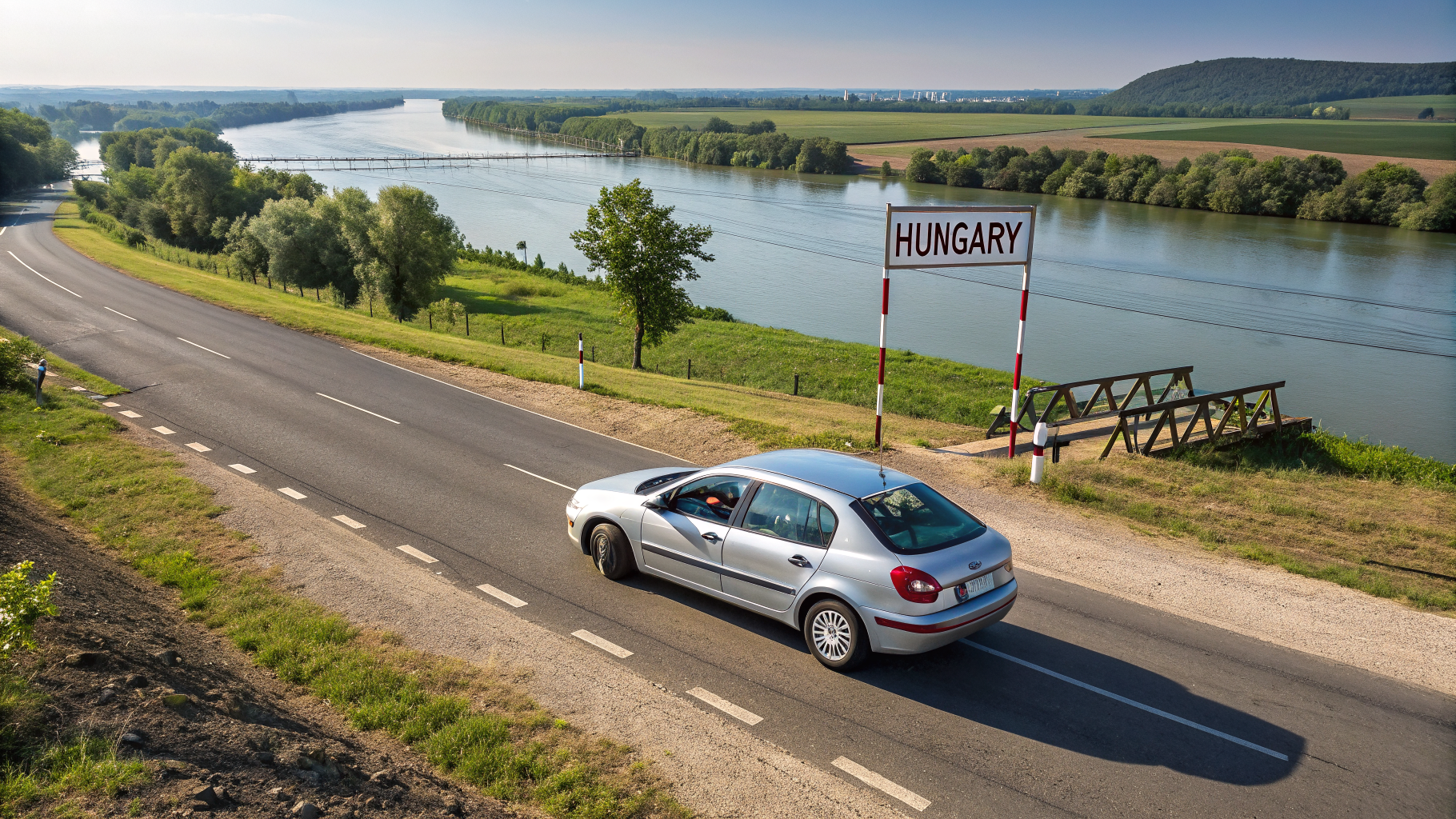 Scenic drive through the Danube valley near the Rajka border